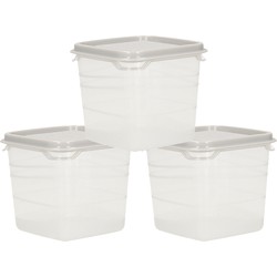 Voorraad/vershoudbakjes - 3x -transparant/grijs - kunststof - 0,3 liter - Vershoudbakjes