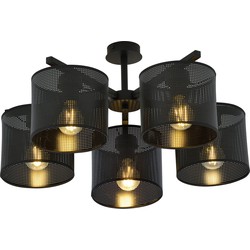 industriële plafondlamp Palmieri Zwart 5-lichts