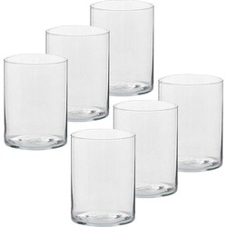 6x Glazen kaarsenhouders voor theelichtjes/waxinelichtjes 5,5 x 6,5 cm - Waxinelichtjeshouders