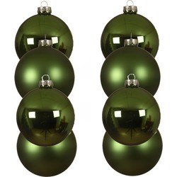 8x stuks glazen kerstballen groen 10 cm mat/glans - Kerstbal