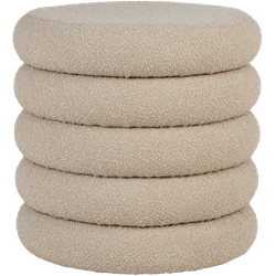 Willemijn poef bouclé beige - met opbergruimte - Ø 44 cm