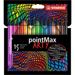 Stabilo STABILO pointMax - hardtip fineliner 0,8 mm - ARTY etui met 15 kleuren