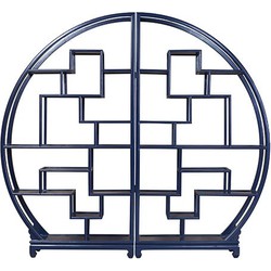 Fine Asianliving Chinese Ronde Open Display Kast Midnight Blue -