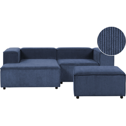 APRICA - Tweezitsbank met ottomaan - Blauw - Rechtszijdig - Corduroy