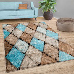 Laagpolig Vloerkleed Metr - Geruit Design - Bruin - 200x280 cm