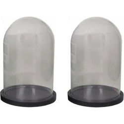 2x Presentatie stolpen van glas zwart 16 cm - Decoratieve stolpen