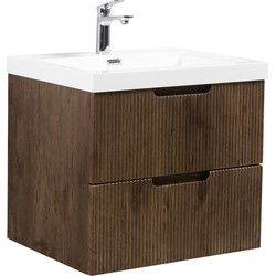 Badplaats Badkamermeubel Set Thermis 60cm - Rose Wood - Badmeubel met Wastafel