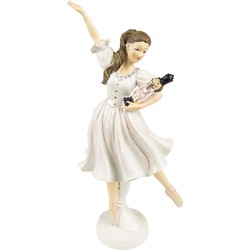 Clayre & Eef Beeld Ballerina 25 cm Wit Polyresin Woonaccessoires