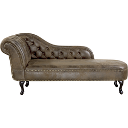 NIMES - Chaise longue - Donkerbruin - Linkerzijde - Kunstsuède
