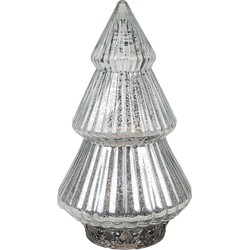 Clayre & Eef Kerstdecoratie met LED-verlichting Kerstboom Ø 13x23 cm Zilverkleurig Glas