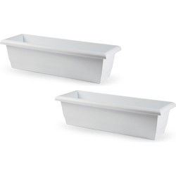PlasticForte Plantenbak - 3x - wit - rechthoekig - 60 x 20 x 16 cm - Plantenbakken