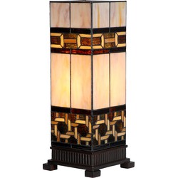 LumiLamp Tiffany Tafellamp 17x17x44 cm Beige Glas Kunststof