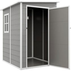 4goodz Aluminium Aanbouw Tuinschuur - 122x149x192/177 cm - Grijs/Wit