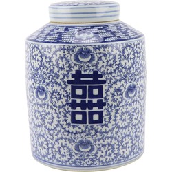 Fine Asianliving Chinese Gemberpot Porselein Blauw Wit Dubbele