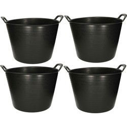 Plasticforte Flexibele kuip emmer - 5x - wasmand - rond - zwart - 42L - Wasmanden
