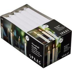 Spaas Huishoudkaarsen - 20x - wit - 18 cm - lange kaarsen - Dinerkaarsen
