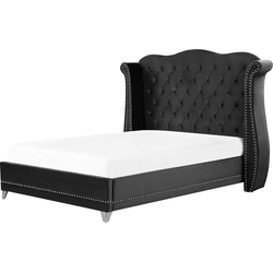 AYETTE  - Tweepersoonsbed - Zwart - 140 x 200 cm - Fluweel