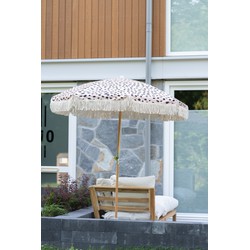 Strandparasol tuinparasol beige zwart | kantelbaar | met hoes | 180 cm D | stokparasol | tuin parasol | boho