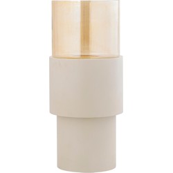 PTMD Windlicht Soon - 33x33x75 cm - Ijzer - Creme