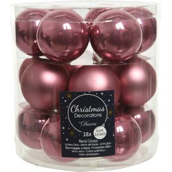 Decoris Kleine kerstballen - 18x st - oudroze - D4 cm - glas - Kerstbal