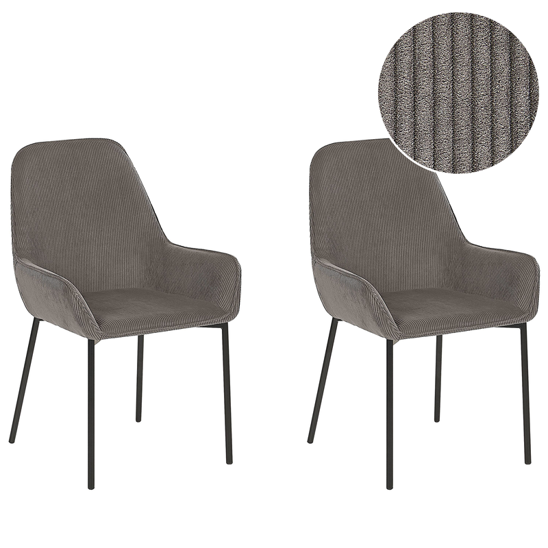 LOVERNA - Eetkamerstoel - Grijs - Corduroy - 