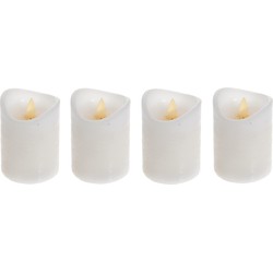Bellatio decorations Stompkaarsen - 4 stuks - wit - LED kaarsen - LED kaarsen
