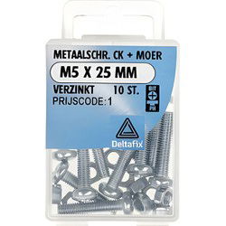 M.schroef moer ck m5x25mm 10st