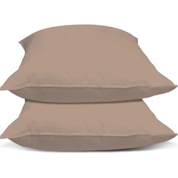 Superieur 100% Percaline katoen|Set van 2|Taupe Kussensloop 60x70cm