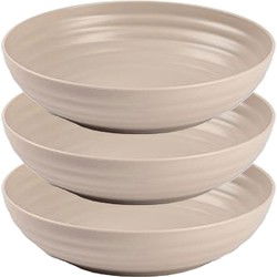 Plasticforte Rond bord/camping - 6x - diep bord - D22 cm - taupe - kunststof - onbreekbaar - Diepe borden