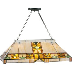 LumiLamp Hanglamp Tiffany  92x47x125 cm  Geel Metaal Glas Rechthoek Hanglamp Eettafel