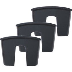Prosperplast Plantenbak - 3x - railing - kunststof - 58 cm - antraciet - Plantenpotten