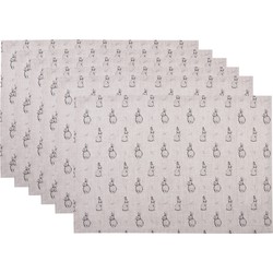 Clayre & Eef Placemats Set van 6 48x33 cm Beige Grijs Katoen Konijn