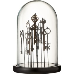  J-Line Decoratie Stolp Sleutels Glas Transparant Donkerbruin - Small