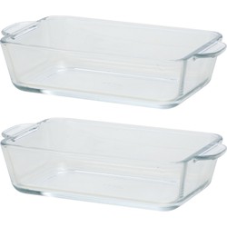 Rechthoekige glazen kleine ovenschaal - 4x - 500 ml - 16 x 11 x 4,5 cm - Ovenschalen