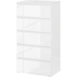 4goodz Ladenkast Greeploos met 5 Laden 33x55x100 cm - Wit Hoogglans