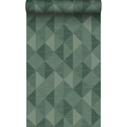 Origin Wallcoverings eco-texture vliesbehang grasweefsel in grafisch 3D motief groen - 50 x 900 cm - 347885