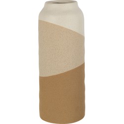 J-line - Vaas Cylinder Keramiek Beige/lichtbruin Large - 13.5x13.5x33cm