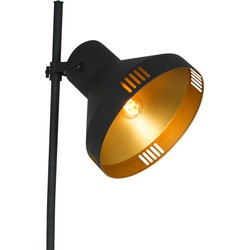 Industriële Vloerlamp - Mexlite - Metaal - Industrieel - E27 - L: 38cm - Voor Binnen - Woonkamer - Eetkamer - Zwart