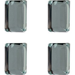 Clayre & Eef Deurknop Set van 4  4 cm Transparant Glas Rechthoek Meubelknop