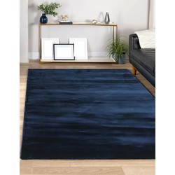 Flycarpets Maori Vloerkleed - Gestreept / Velours / Viscose Look / Voor Binnen - Donkerblauw - 120x170 cm