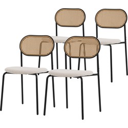 Eetkamerstoel set van 4 beige tot 120 kg rotan rugleuning ML-Design