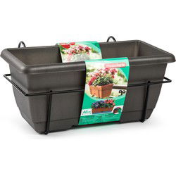 Plasticforte Balkonbak - antraciet - 40 cm - plantenbak met hanger - Plantenbakken