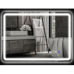 Badkamerspiegel met LED-verlichting met speaker - Anti-condens - 70 x 90 cm - Zilver