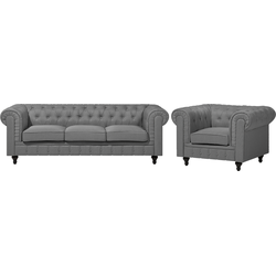 CHESTERFIELD L - Woonkamerset - Lichtgrijs - Polyester