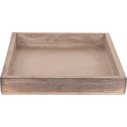 Houten greywash kaarsenplateau onderzet bord/kaarsonderzetter 20 x 20 cm - Kaarsenplateaus