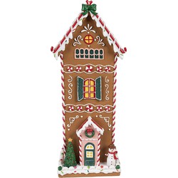 Clayre & Eef Gingerbread house 17x14x40 cm Bruin Kunststof Peperkoekhuisje