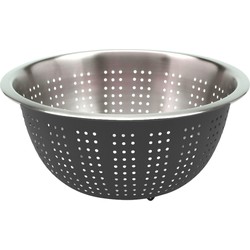 Excellent Houseware RVS keuken vergiet/zeef - afgieten etenswaren - antraciet - 24 x 11 cm - Vergieten