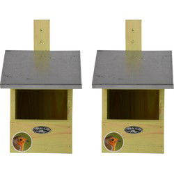 Best for Birds Vogelhuisje hout - 2x - nestkastje roodborstje - 33 cm - Vogelhuisjes