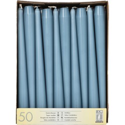 Conpax Candles Dinerkaarsen - 50x stuks - ijsblauw - 25 cm - Dinerkaarsen