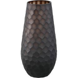 PTMD Vaas Eboney - 14x14x30 cm - Glas - Bruin